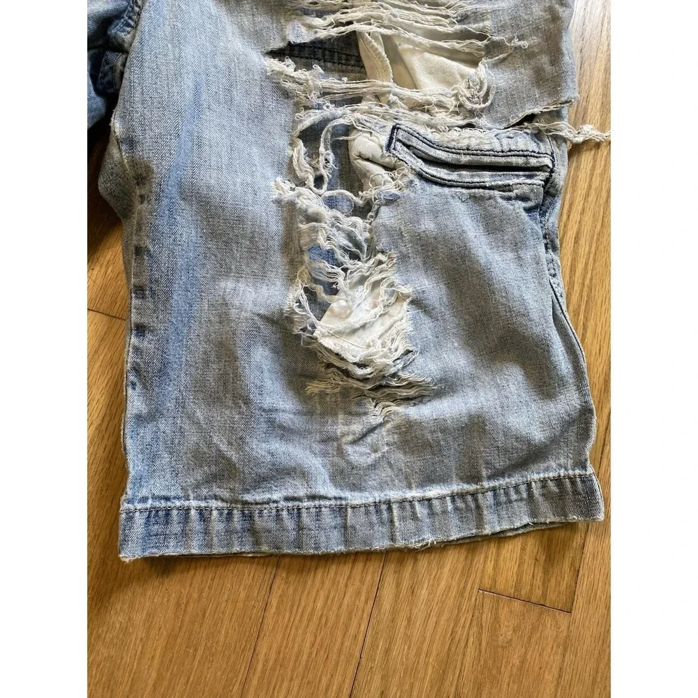 Vintage 90s Kikwear Distressed Denim Shorts Baggy Jorts Y2K Rave Skate RN 87490